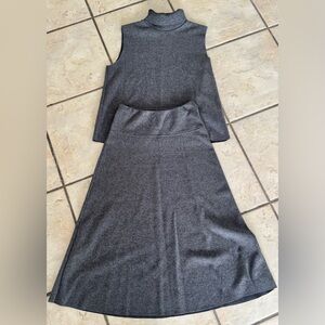 Zara Gray Top & Midi Skirt Set
